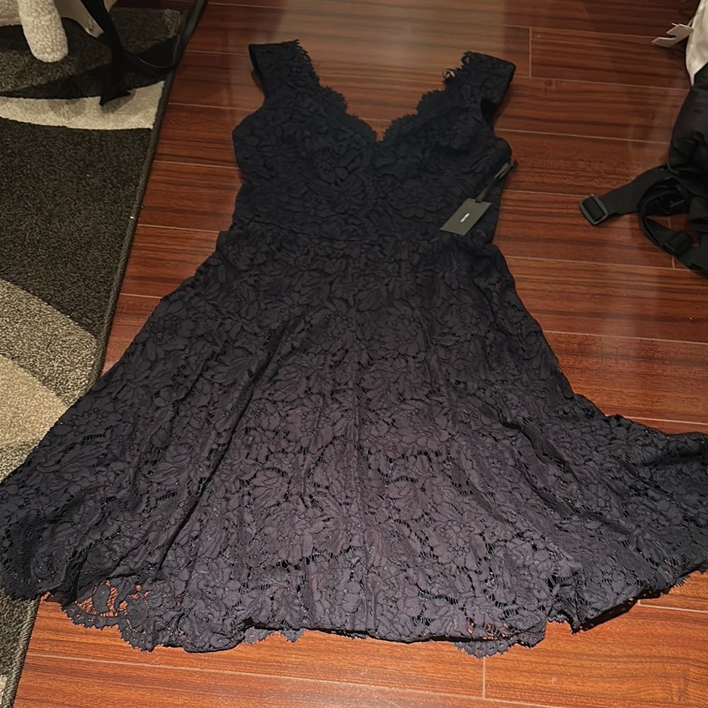 Elegant Navy Lace Dress